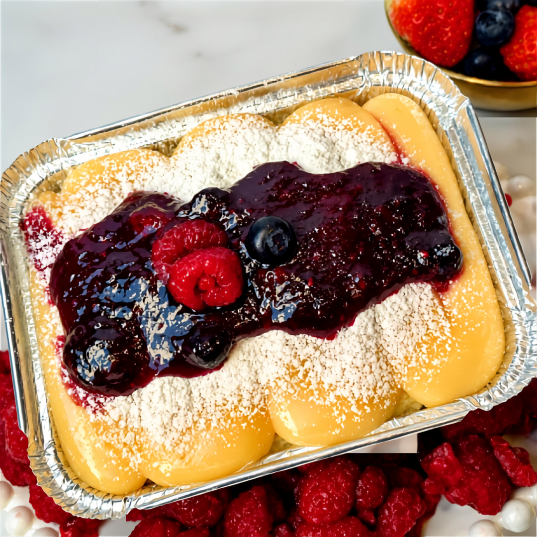 Bolo na Marmita de Leche en Polvo con Frutos Rojos